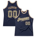 Custom Name Number Navy Camo-Old Gold Basketball Jersey - Personalized Authentic Throwback Team Apparel Personalized Navy