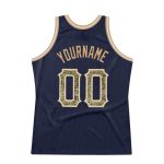 Custom Name Number Navy Camo-Old Gold Basketball Jersey - Personalized Authentic Throwback Team Apparel Personalized Navy