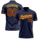 Custom Name Number Performance Vapor Golf Polo Shirt - Personalized Navy Crimson Yellow Team Apparel Personalized Navy Cimson-Yellow
