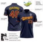 Custom Name Number Performance Vapor Golf Polo Shirt - Personalized Navy Crimson Yellow Team Apparel Personalized Navy Cimson-Yellow
