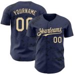 Personalized Navy Abstract Splatter Baseball Jersey with Custom Name & Number - Cream-Black 3D Pattern Design Personalized