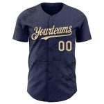 Personalized Navy Abstract Splatter Baseball Jersey with Custom Name & Number - Cream-Black 3D Pattern Design Personalized