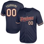 Custom Name and Number Authentic Throwback Baseball Jersey - Personalized Navy City Cream Crimson Mesh Design Personalized