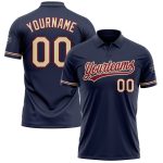 Personalized Navy Cream-Crimson Golf Polo Shirt with Custom Name & Number - Team Performance Vapor Personalized Navy City
