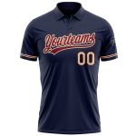 Personalized Navy Cream-Crimson Golf Polo Shirt with Custom Name & Number - Team Performance Vapor Personalized Navy City