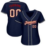 Custom Navy Baseball Jersey with Personalized Name and Number - City Cream-Red Authentic Team Gear Personalized Navy City