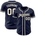 Custom Name Number Authentic Baseball Jersey Personalized Navy Cream Design Personalized Navy Cream Authentic Baseball Jersey