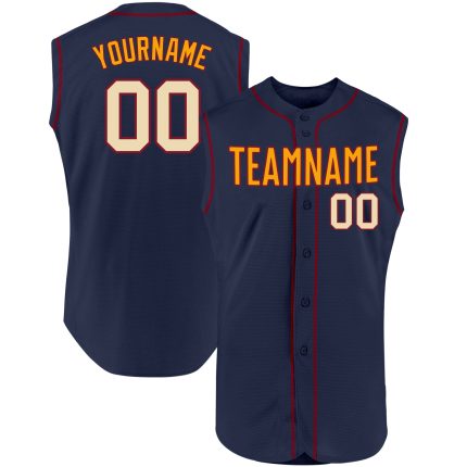 Personalized Baseball Jersey with Custom Name & Number in Navy, Cream & Crimson - Authentic Sleeveless Design Personalized
