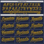 Custom Name Number Navy Cream Gold Bomber Varsity Letterman Two Tone Full-Snap Jacket Personalized Navy Cream-Gold Bomber