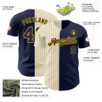 Custom Name Number Baseball Jersey - Personalized Navy Cream Gold Pinstripe Authentic Split Fashion Team Jersey Personalized