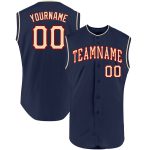 Custom Name Number Personalized Baseball Jersey - Sleeveless Navy Cream Red Authentic Team Jersey Personalized Navy Cream-Red
