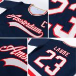 Custom Name Number Personalized Hockey Jersey Navy Cream Red Team Personalized Navy Cream-Red Hockey Jersey Team Custom Name