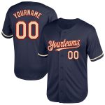 Custom Name and Number Authentic Throwback Baseball Jersey - Personalized Navy Red Cream Mesh Personalized Navy Cream-Red