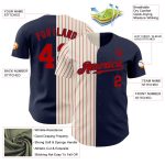 Custom Name and Number Authentic Baseball Jersey - Personalized Navy Cream-Red Pinstripe Team Apparel Personalized Navy Cream-Red