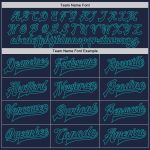 Customizable Navy and Cream Teal Two-Tone Varsity Letterman Bomber Jacket with Name and Number Personalized Navy Cream-Teal