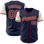 Personalized Custom Name Number Two Tone Baseball Jersey - Navy Crimson Cream Authentic Personalized Navy Crimson-Cream Authentic