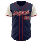 Personalized Custom Name Number Two Tone Baseball Jersey - Navy Crimson Cream Authentic Personalized Navy Crimson-Cream Authentic