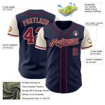 Personalized Custom Name Number Two Tone Baseball Jersey - Navy Crimson Cream Authentic Personalized Navy Crimson-Cream Authentic