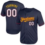 Custom Navy and Crimson Gold Baseball Jersey with Personalized Name and Number - Authentic Throwback Team Gear Personalized