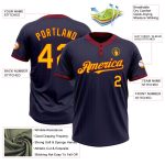 Custom Name Number Unisex Softball Jersey Navy Crimson Pinstripe Two-Button Gold Design Personalized Team Apparel Personalized
