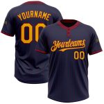 Custom Name Number Unisex Softball Jersey Navy Crimson Pinstripe Two-Button Gold Design Personalized Team Apparel Personalized