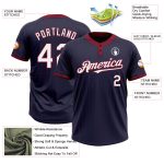 Custom Name and Number Softball Jersey Unisex Two-Button Navy Crimson Pinstripe White Personalized Navy Crimson Pinstripe