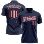Personalized Navy Performance Golf Polo Shirt with Crimson-White Team Name & Number Customization Personalized Navy Crimson-White