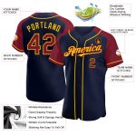 Custom Name Number Personalized Baseball Jersey Navy Crimson Yellow Raglan Sleeves Authentic Team Apparel Personalized Navy