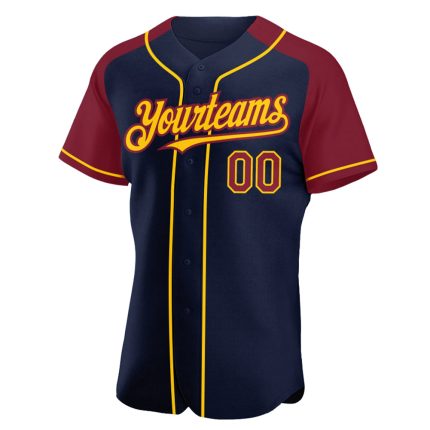 Custom Name Number Personalized Baseball Jersey Navy Crimson Yellow Raglan Sleeves Authentic Team Apparel Personalized Navy
