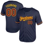 Custom Personalized Navy Crimson-Yellow Throwback Baseball Jersey with Your Name and Number - Authentic Mesh Design Personalized