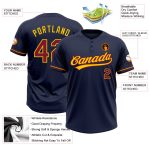 Custom Name and Number Personalized Unisex Softball Jersey in Navy Crimson-Yellow, Two-Button Style Personalized Navy Crimson-Yellow