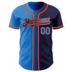 Custom Name Number Gradient Baseball Jersey - Personalized Navy Electric Blue Orange Fashion Team Apparel Personalized Navy