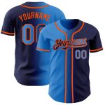 Custom Name Number Gradient Baseball Jersey - Personalized Navy Electric Blue Orange Fashion Team Apparel Personalized Navy
