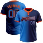 Custom Name and Number Two-Button Unisex Softball Jersey - Personalized Navy Electric Blue-Orange Gradient Fashion Personalized