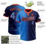 Custom Name and Number Two-Button Unisex Softball Jersey - Personalized Navy Electric Blue-Orange Gradient Fashion Personalized