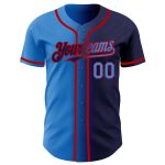 Personalized Gradient Baseball Jersey with Custom Name & Number - Navy Electric Blue-Red Authentic Fashion Personalized Navy
