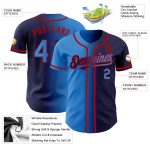 Personalized Gradient Baseball Jersey with Custom Name & Number - Navy Electric Blue-Red Authentic Fashion Personalized Navy