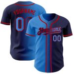 Personalized Gradient Baseball Jersey with Custom Name & Number - Navy Electric Blue-Red Authentic Fashion Personalized Navy