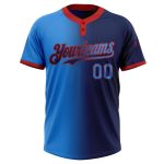Custom Name Number Unisex Softball Jersey - Personalized Navy Electric Blue-Red Gradient Two-Button Design Personalized Navy