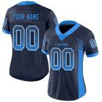 Custom Name Number Navy Blue White Mesh Fashion Football Jersey Personalized Team Gear Personalized Navy Electric Blue-White