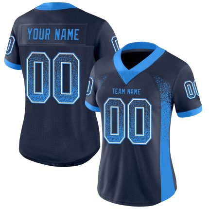 Custom Name Number Navy Blue White Mesh Fashion Football Jersey Personalized Team Gear Personalized Navy Electric Blue-White