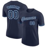 Custom Team Performance T-Shirt with Name and Number - Personalized Navy Electric Blue and White Personalized Navy Electric