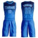 Custom Name Number Personalized Round Neck Basketball Jersey - Navy Electric Blue White Personalized Navy Electric Blue-White