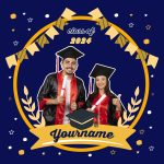 Custom Name Number 3D Graduation T-Shirt - Personalized Navy Gold Team Performance Shirt Personalized Navy Gold 3D Graduation