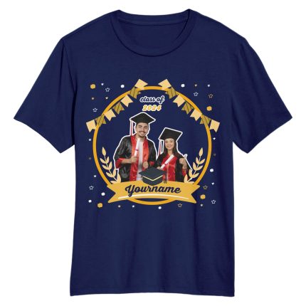 Custom Name Number 3D Graduation T-Shirt - Personalized Navy Gold Team Performance Shirt Personalized Navy Gold 3D Graduation