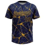 Custom Name and Number Unisex Softball Jersey - Personalized Navy Gold 3D Pattern Abstract Design Personalized Navy Gold