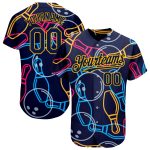 Custom Name Number Bowling Baseball Jersey - Personalized Navy Gold 3D Pattern Design Authentic Team Gear Personalized Navy