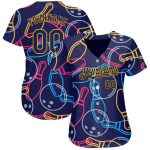 Custom Name Number Bowling Baseball Jersey - Personalized Navy Gold 3D Pattern Design Authentic Team Gear Personalized Navy