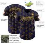 Custom Name and Number Baseball Jersey, Personalized Navy Gold 3D Pattern Halftone Geometric Design, Authentic Team Wear
