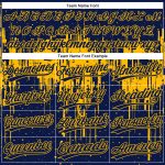 Custom Name and Number Personalized Navy Gold 3D Dripping Splatter Art Unisex Softball Jersey - Two-Button Design Personalized